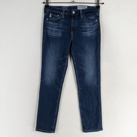 AG Adriano Goldschmied Jeans 26 Blue Prima Crop Mid Rise Cigarette Dark Wash - Picture 1 of 9